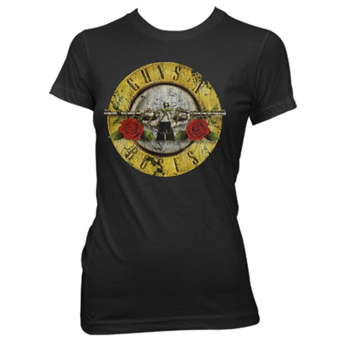 Guns N Roses Distressed Bullet Women's Fitted T-Shirt