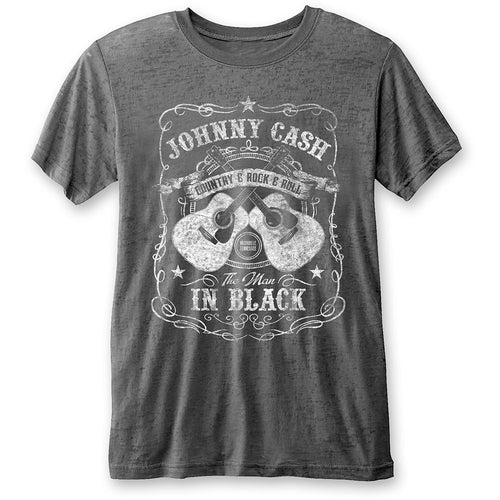 Johnny Cash The Man in Black Unisex Burn Out T-Shirt