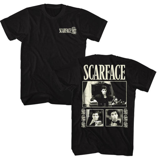 Scarface Three Photos W Roses Adult Short-Sleeve T-Shirt