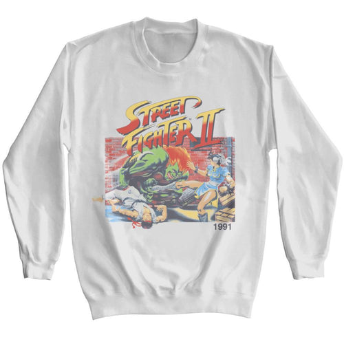 Street Fighter Faded SF2 Adult Long-Sleeve Sweatshirt