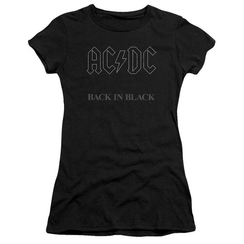 AC/DC Special Order Back In Black Junior's 30/1 100% Cotton Cap-Sleeve Sheer T-Shirt