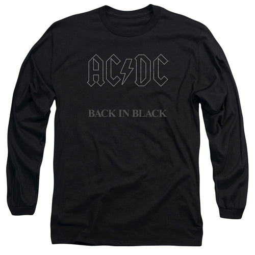 AC/DC Back In Black Men's 18/1 Long Sleeve 100% Cotton T-Shirt