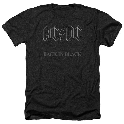 AC/DC Back In Black Men's 30/1 Heather 60% Cotton 40% Poly Short-Sleeve T-Shirt