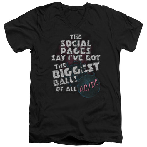 AC/DC Special Order Big Balls Men's 30/1 100% Cotton Slim Fit V-Neck T-Shirt