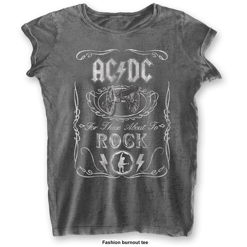 AC/DC Cannon Swig Ladies Burn Out T-Shirt