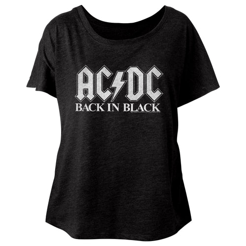 AC/DC Back In Black 2 Ladies Short-Sleeve Dolman