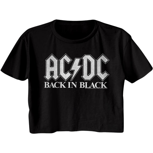 AC/DC Special Order Back In Black Ladies Short Sleeve Festical Cali Crop
