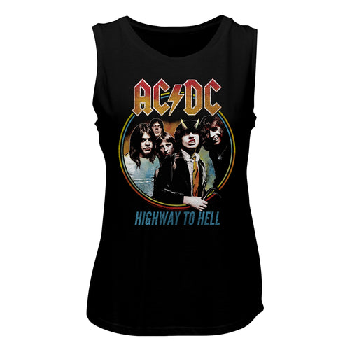 AC/DC Highway To Hell Tricolor Ladies Muscle Tank