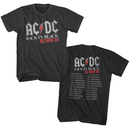 AC/DC In Black Uk Tour Adult Short-Sleeve T-Shirt