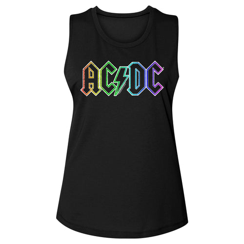 AC/DC Special Order Rainbow Logo Ladies Muscle Tank