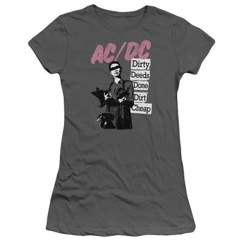 AC/DC Dirty Deeds Junior's 30/1 100% Cotton Cap-Sleeve Sheer T-Shirt