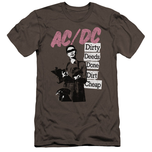 AC/DC Special Order Dirty Deeds Men's Premium Ultra-Soft 30/1 100% Cotton Slim Fit T-Shirt - Eco-Friendly - Made In The USA