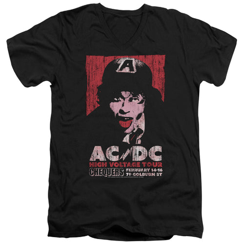 AC/DC Special Order High Voltage Live 1975 Men's 30/1 100% Cotton Slim Fit V-Neck T-Shirt