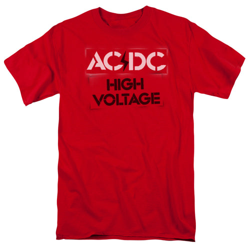 AC/DC Special Order High Voltage Stencil Men's 18/1 100% Cotton Short-Sleeve T-Shirt