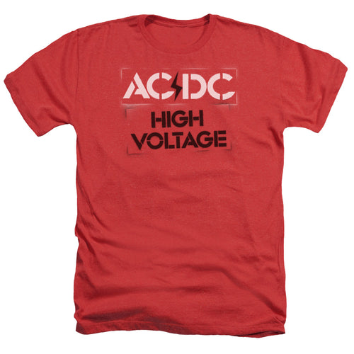 AC/DC High Voltage Stencil Men's 30/1 Heather 60% Cotton 40% Poly Short-Sleeve T-Shirt