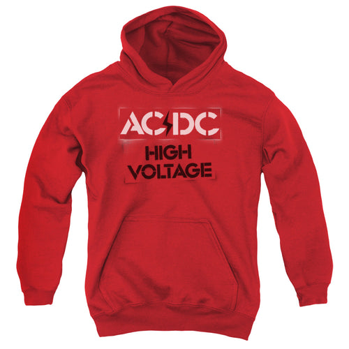 AC/DC High Voltage Stencil Youth 50% Cotton 50% Poly Pull-Over Hoodie