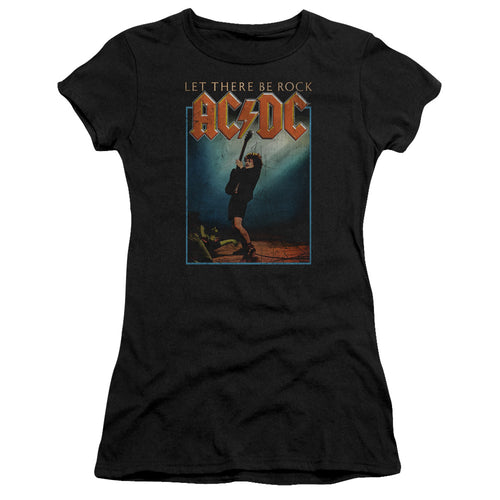 AC/DC Let There Be Rock Junior's 30/1 100% Cotton Cap-Sleeve Sheer T-Shirt