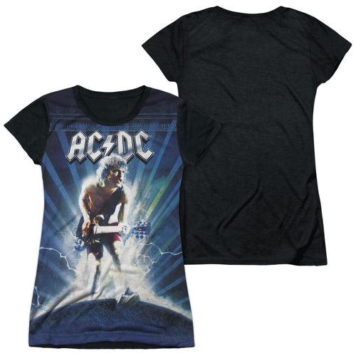 AC/DC Special Order Lightning Junior's Black Back 100% Polyester Cap-Sleeve T-Shirt