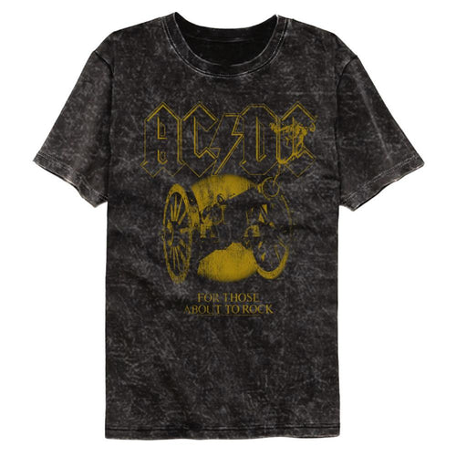 AC/DC Monochrome For Those About To Rock Adult Short-Sleeve Mineral Wash T-Shirt