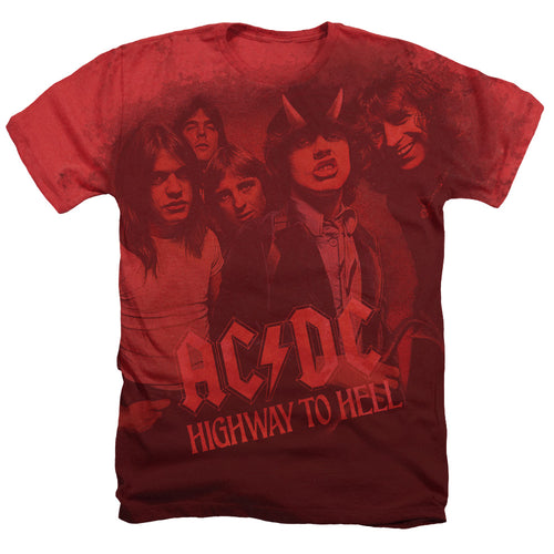 AC/DC On The Highway Men's 30/1 60% Cotton 40% Poly Short-Sleeve Heather T-Shirt
