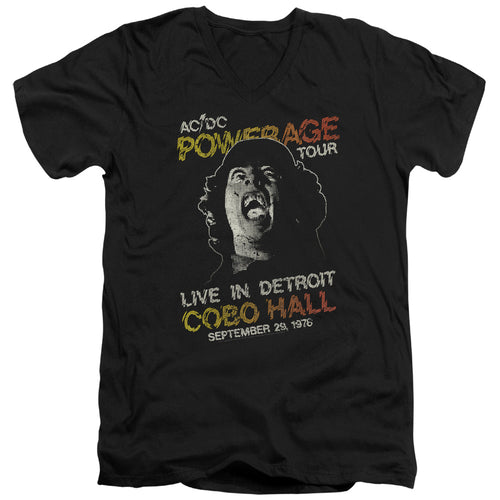AC/DC Special Order Powerage Tour Men's 30/1 100% Cotton Slim Fit V-Neck T-Shirt