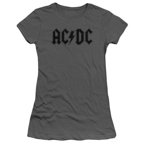 AC/DC Worn Logo Junior's 30/1 100% Cotton Cap-Sleeve Sheer T-Shirt