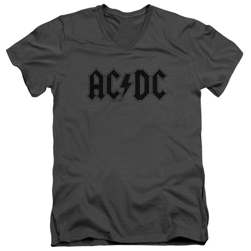 AC/DC Worn Logo Men's 30/1 100% Cotton Slim Fit V-Neck T-Shirt