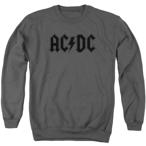 AC/DC Worn Logo Men's Crewneck 50% Cotton 50% Poly Long-Sleeve Sweatshirt