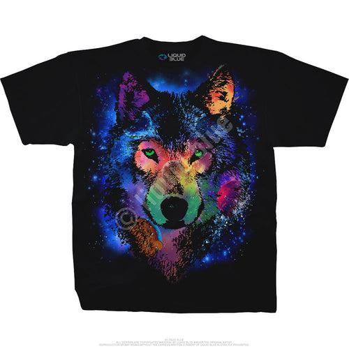 American Wildlife Cosmic Wolf Black T-Shirt
