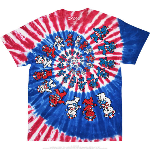 Americana Spiral Patriotic Bears Tie-Dye T-Shirt