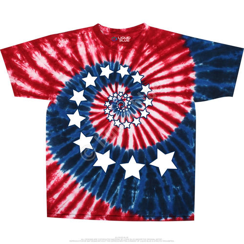 Americana Stars And Stripes Spiral Tie-Dye T-Shirt