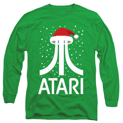 Atari Pixel Santa Hat Men's 18/1 Cotton Long-Sleeve T-Shirt
