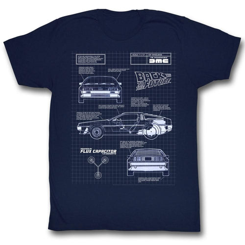 Back To The Future Special Order Blueprint Adult S/S T-Shirt