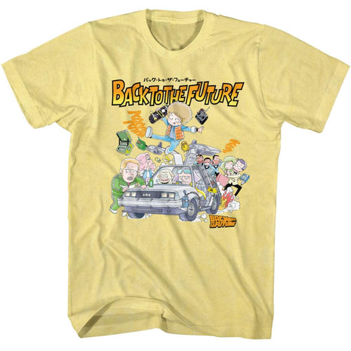 Back To The Future Cartoon Characters W Car Adult Short-Sleeve T-Shirt