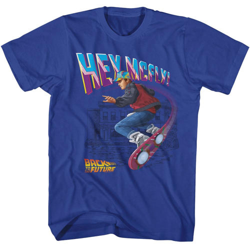 Back To The Future Hey Mcfly Flying Hoverboard Adult Short-Sleeve T-Shirt