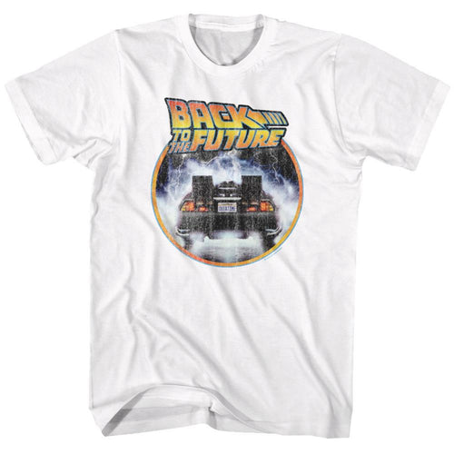 Back To The Future Logo And Car Circle Adult Short-Sleeve T-Shirt