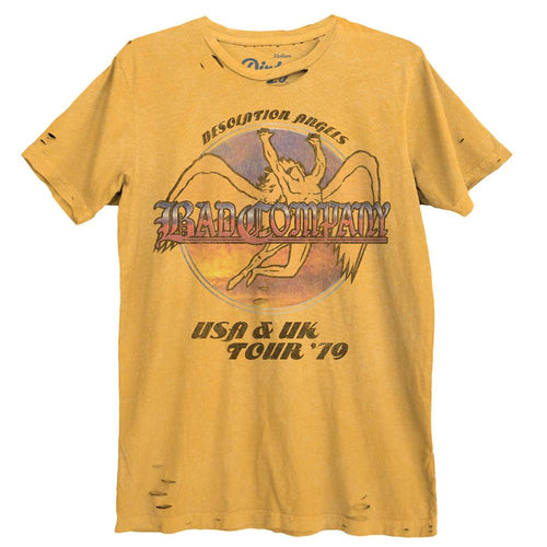 Bad Company Desolution Angels Pigment Sunset Gold 100% Cotton Unisex Destroyed T-Shirt