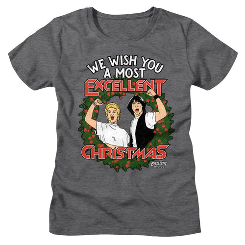 Bill And Ted Excellent Christmas Ladies Short-Sleeve T-Shirt