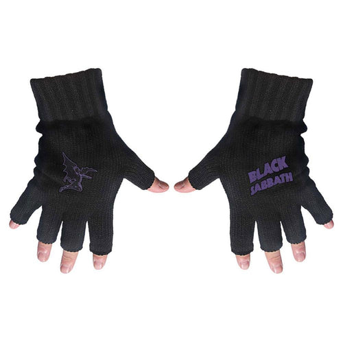 Black Sabbath Purple Logo & Devil Unisex Fingerless Gloves