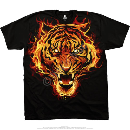 Dark Fantasy Fire Tiger Black T-Shirt