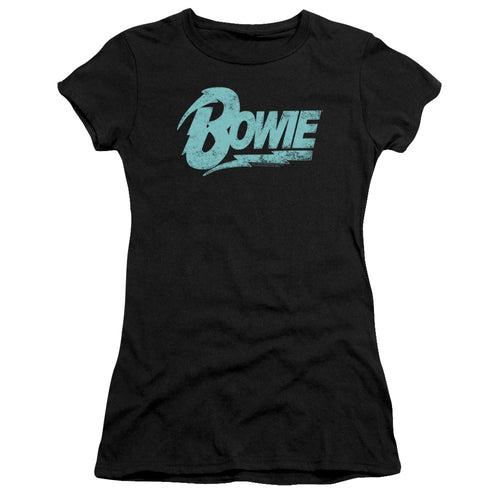 David Bowie Special Order Logo Junior's 30/1 100% Cotton Cap-Sleeve Sheer T-Shirt