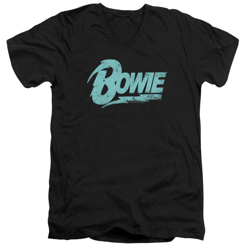 David Bowie Special Order Logo Men's 30/1 100% Cotton Slim Fit V-Neck T-Shirt