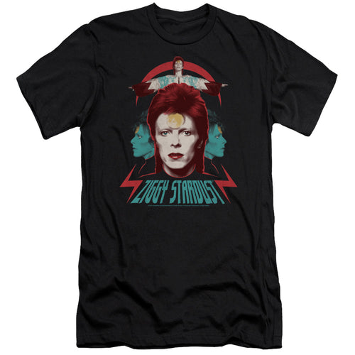 David Bowie Special Order Ziggy Heads Men's 30/1 100% Cotton Slim Fit Short-Sleeve T-Shirt