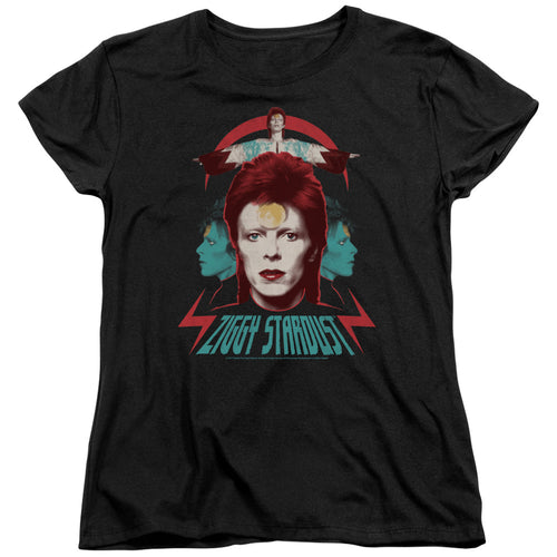 David Bowie Special Order Ziggy Heads Women's 18/1 100% Cotton Short-Sleeve T-Shirt