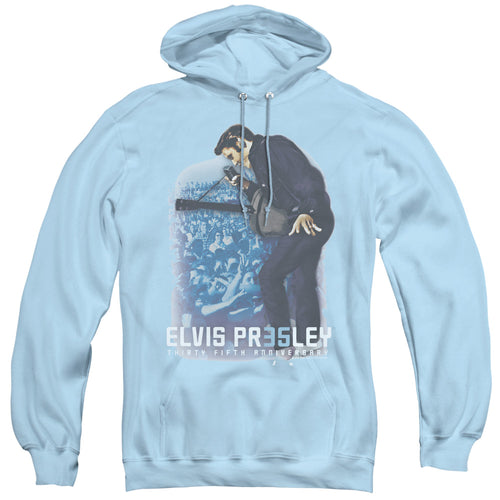 Elvis Presley 35th Anniversary 3 Light Blue Men's Pull-Over 75 25 Poly Hoodie
