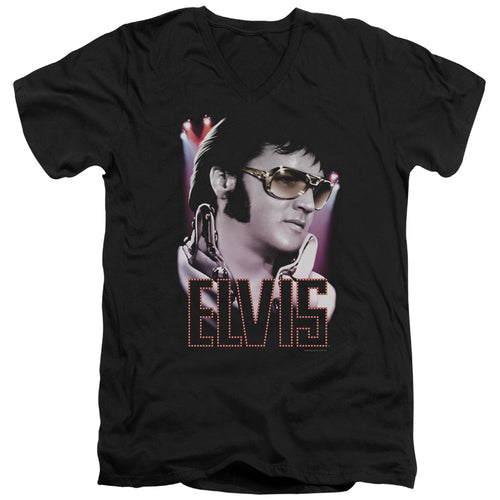 Elvis Presley 70's Star Men's 30/1 100% Cotton Slim Fit V-Neck T-Shirt