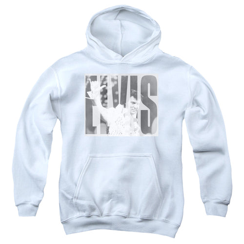 Elvis Presley Aloha Gray Youth 50% Cotton 50% Poly Pull-Over Hoodie