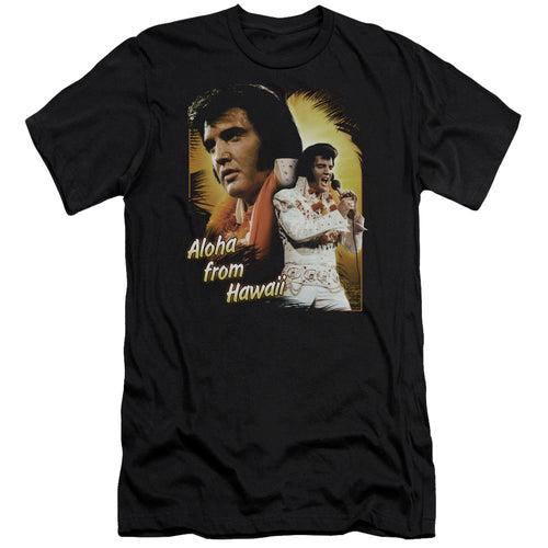 Elvis Presley Aloha Men's 30/1 100% Cotton Slim Fit Short-Sleeve T-Shirt