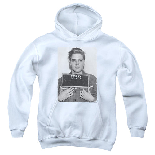 Elvis Presley Army Mug Shot Youth 50% Cotton 50% Poly Pull-Over Hoodie