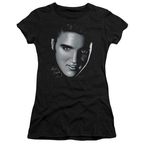 Elvis Presley Big Face Junior's 30/1 100% Cotton Cap-Sleeve Sheer T-Shirt